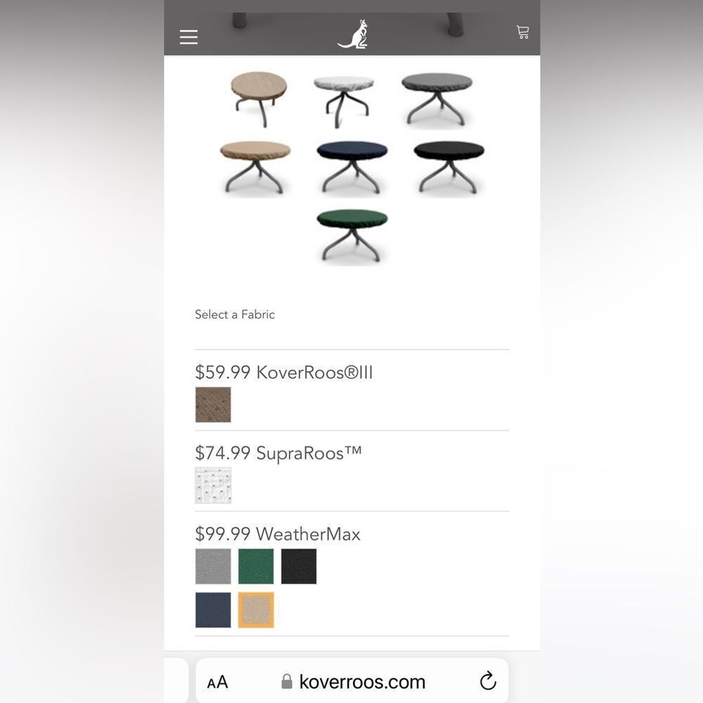 NEW KoverRoos 3’ round picnic table cover - Gray color